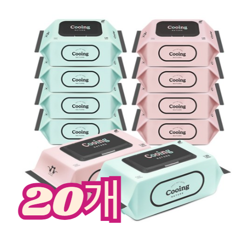 쿠잉 물티슈 120매 20개입 대용량 온가족이 사용 가능한 안전한 아기 물티슈